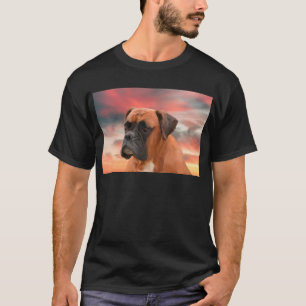 T-shirt Boîte à mignon Chien Boxer Peinture à l'eau à l'hu