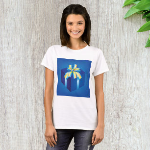 T-shirt Boîte cadeau bleu avec ruban jaune et Aqua