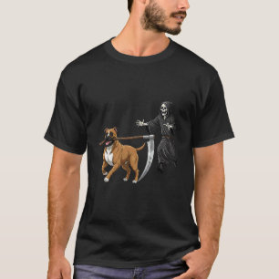 T-shirt Boîte de chien Boxer drôle d'Halloween et le Fauch