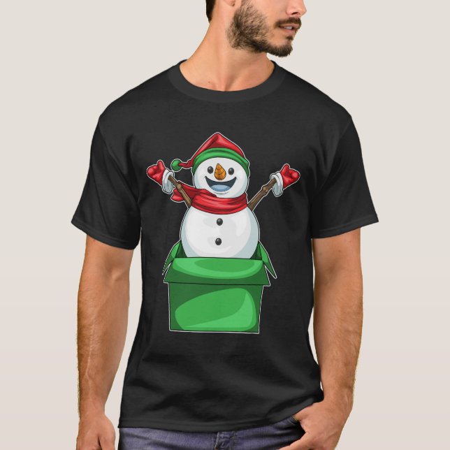 T-shirt Boîte de Noël Snowman (Devant)