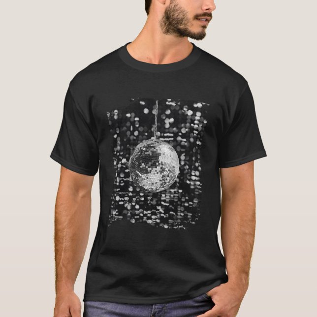 T-shirt Boîte de nuit à boule disco noir et blanc (Devant)