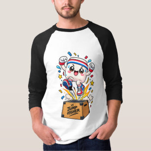 T-shirt Boîte de saut de fitness de mascotte blanche migno