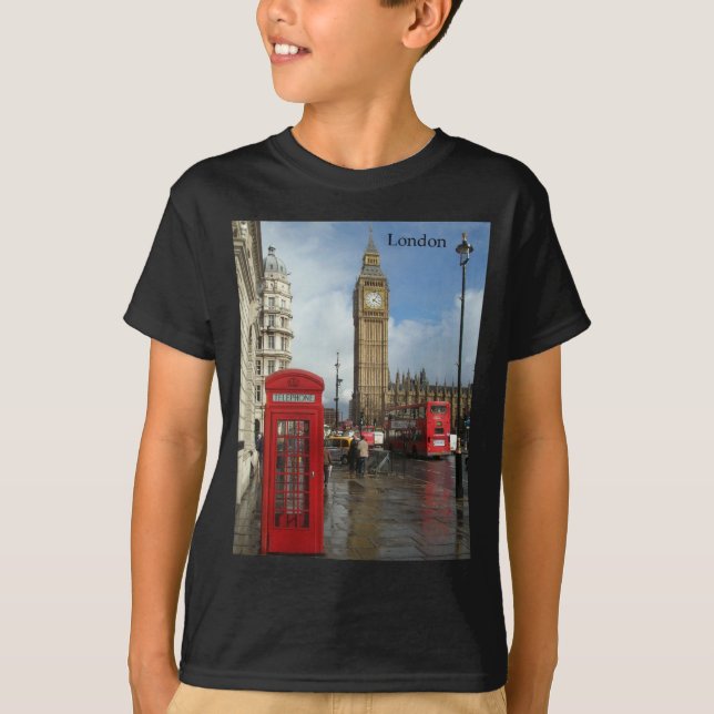 T-shirt Boîte de téléphone de Londres et Big Ben (St.K) (Devant)
