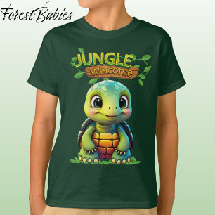 T-shirt Boîte de Tortue Mignonne Caractère Animal Vert 🐢