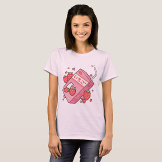 T-shirt Boîte japonaise à jus de fraise de Kawaii