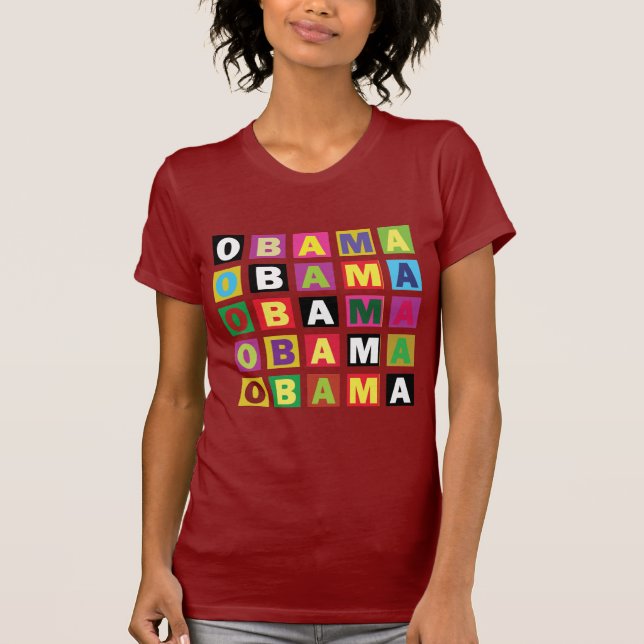 T-shirt Boîtes de couleurs d'arc-en-ciel d'Obama (Devant)