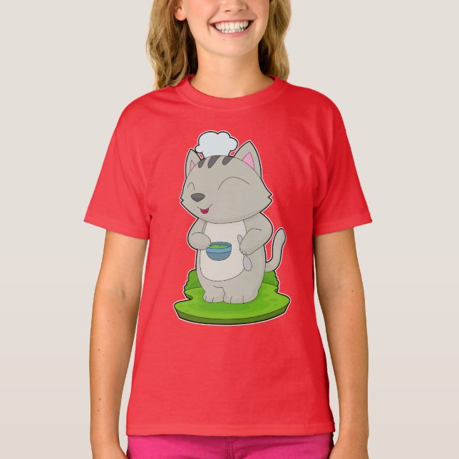 T-shirt Bol à cuire Chef Chat (Devant)