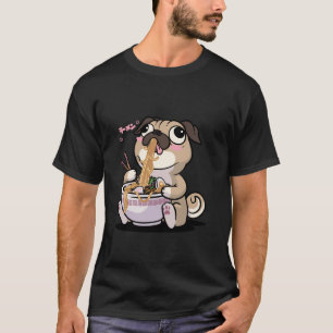T-shirt Bol anime de ramen de pug kawaii Otaku nouilles ja
