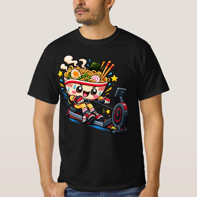 T-shirt Bol de ramen mignon Machine à ramer Dessin animé F (Devant)