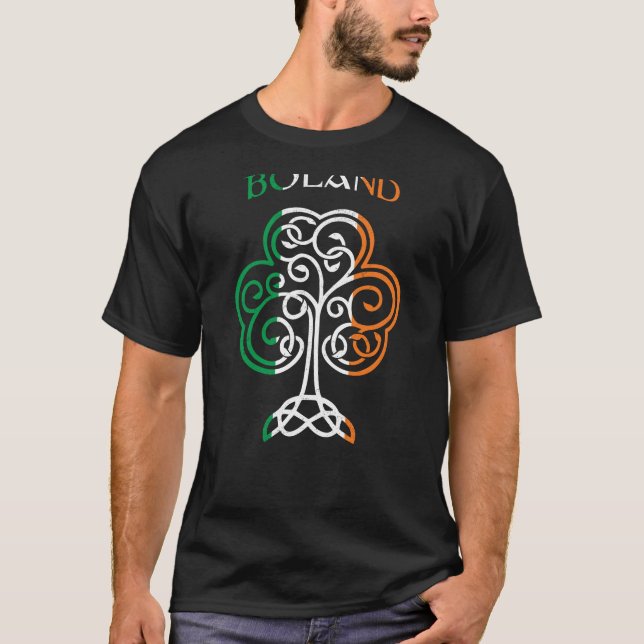 T-shirt BOLAND Nom Irlandais Trèfle Drapeau de l'Irlande F (Devant)