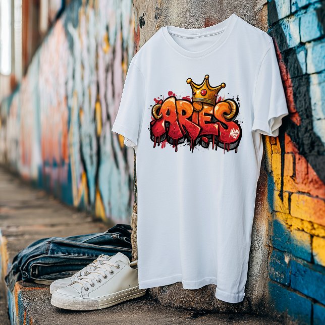 T-shirt Bold Aries Zodiac Graffiti Airbriti avec Couronne (Créateur téléchargé)