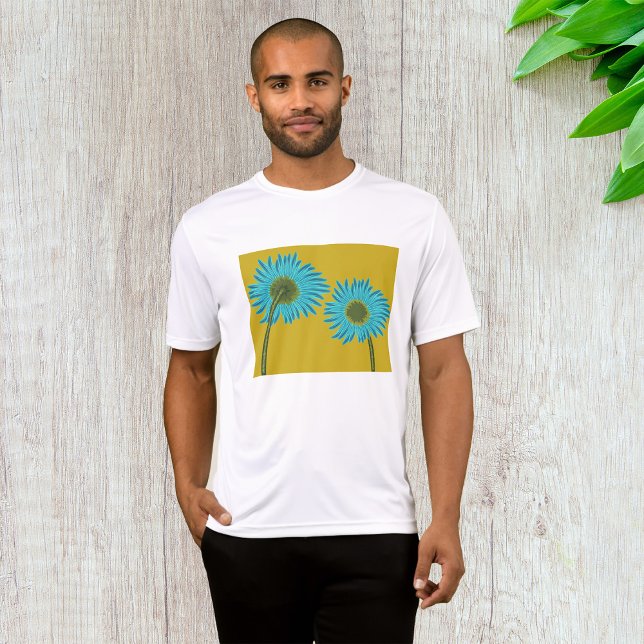 T-shirt Bold Blue Daisy Art sur Mustard Yellow Arrière - p (Créateur téléchargé)