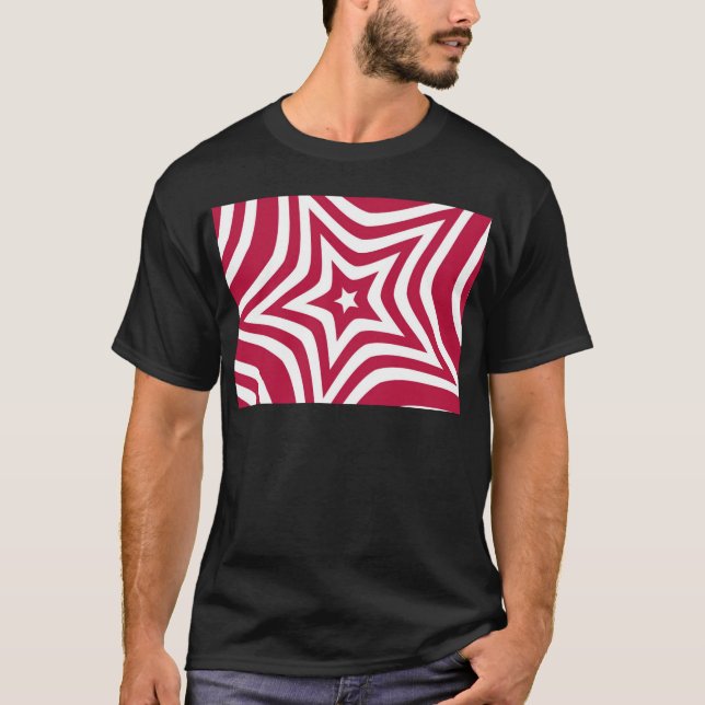 T-shirt Bold & Bright Red & White Star dans un Motif vecto (Devant)