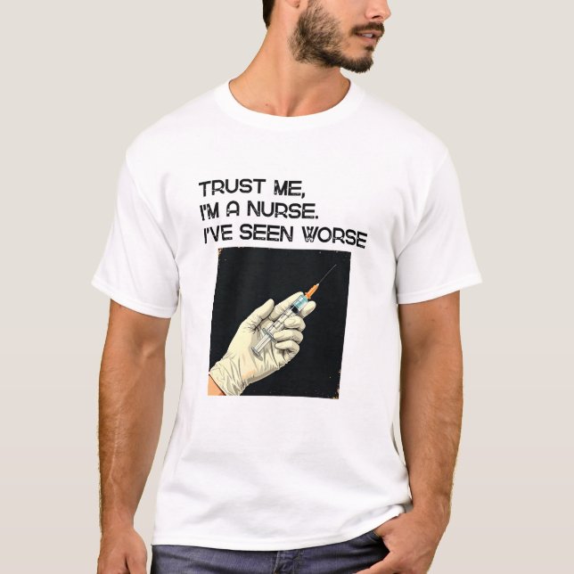 T-shirt Bold Illustration of Gloved Hand Injecting Syringe (Devant)
