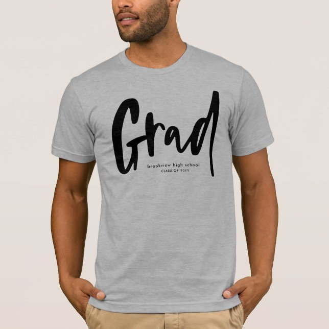 T-shirt Bold modern grad black personalized graduate (Devant)