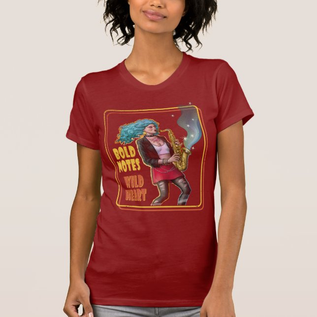 T-shirt Bold Notes, Wild Heart – Saxophone Girl (Devant)