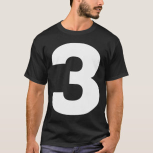 T-shirt Bold Number Three 3 Big Font Symbol Character