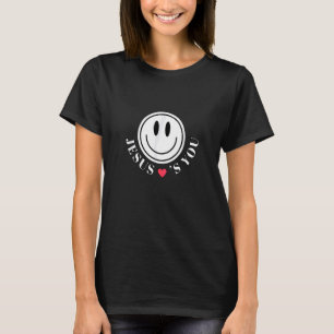T-shirt BOLD Retro Jésus aime le joyeux visage Cadeau Bibl