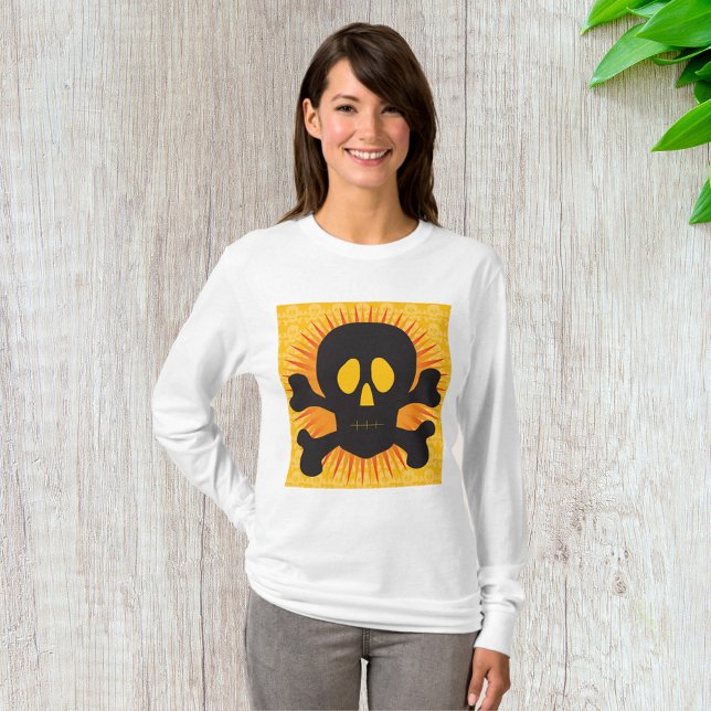 T-shirt Bold Skull and Crossbones with Orange Burst (Créateur téléchargé)