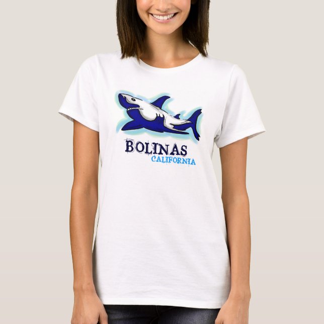 T-shirt Bolinas California dames requin bleu tank (Devant)