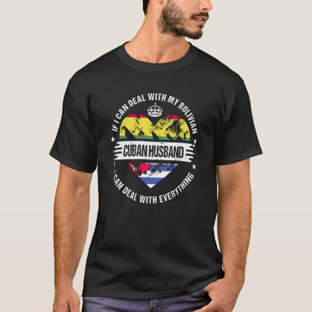 T-shirt Bolivia Flag Cuba Grown  Husband Country (Devant)