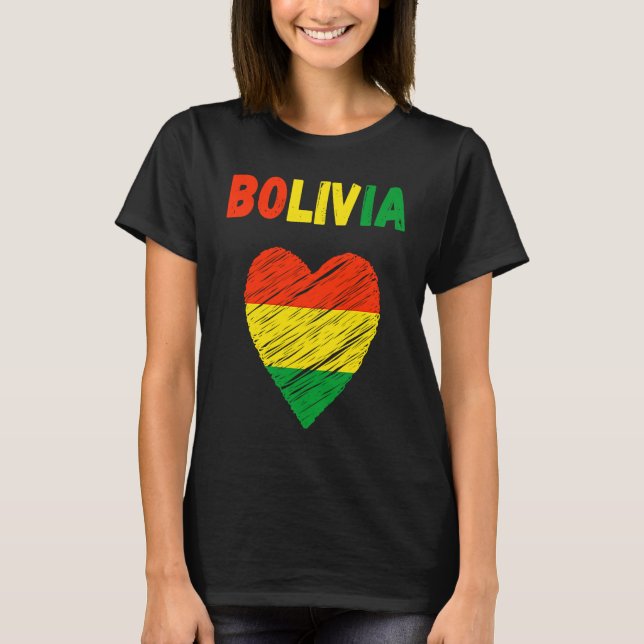 T-shirt Bolivia Flag Holiday Bolivia Heart Bolivian Flag (Devant)