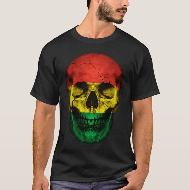 T-shirt Bolivia Flag Skull Bolivian Roots Proud Patriotic (Devant)