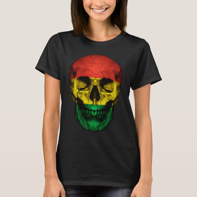 T-shirt Bolivia Flag Skull Bolivian Roots Proud Patriotic (Devant)