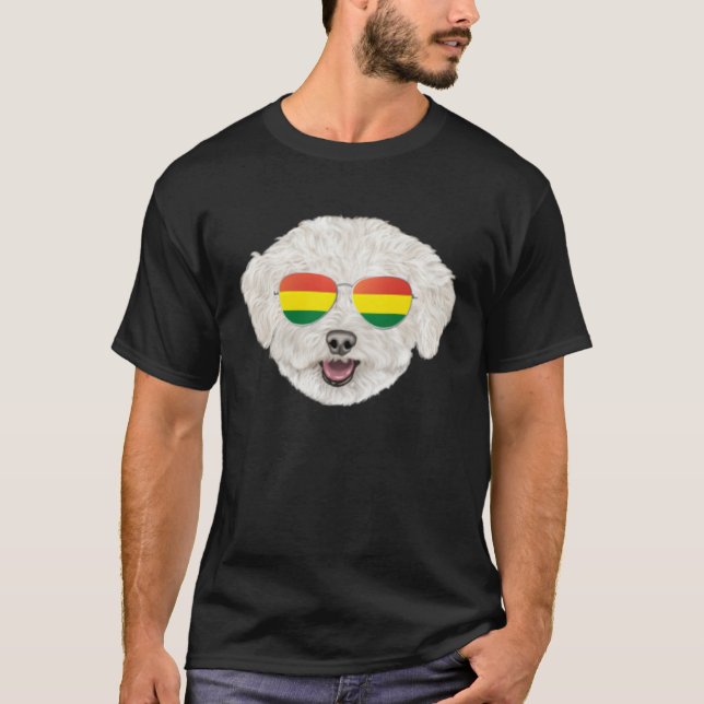 T-shirt Bolivian Flag Bichons Frise Dog Bolivia Pocket (Devant)