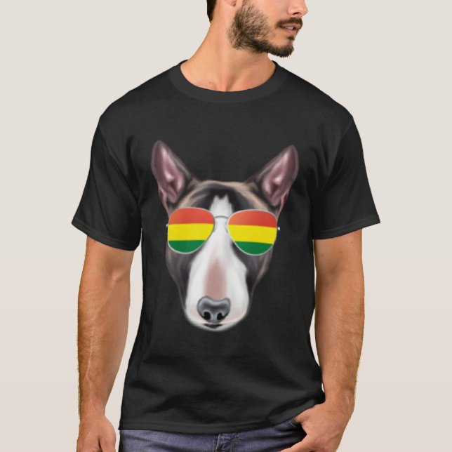 T-shirt Bolivian Flag Miniature Bull Terrier Dog Bolivia P (Devant)