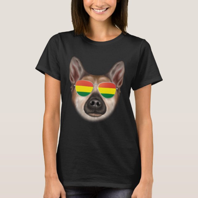 T-shirt Bolivian Flag Norwegian Buhund Dog Bolivia Pocket (Devant)