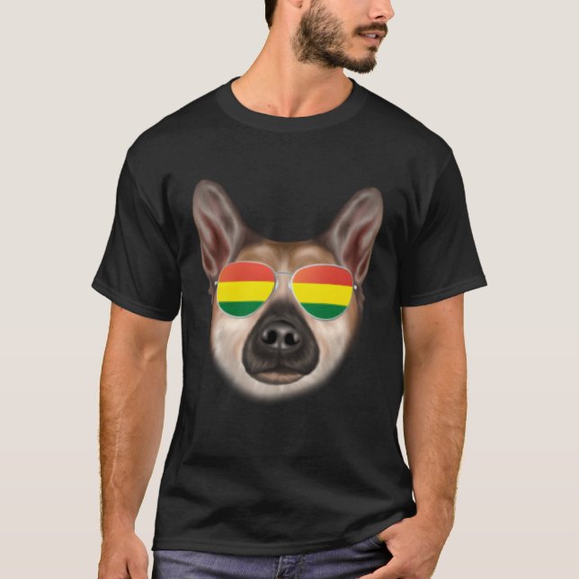 T-shirt Bolivian Flag Norwegian Buhund Dog Bolivia Pocket (Devant)