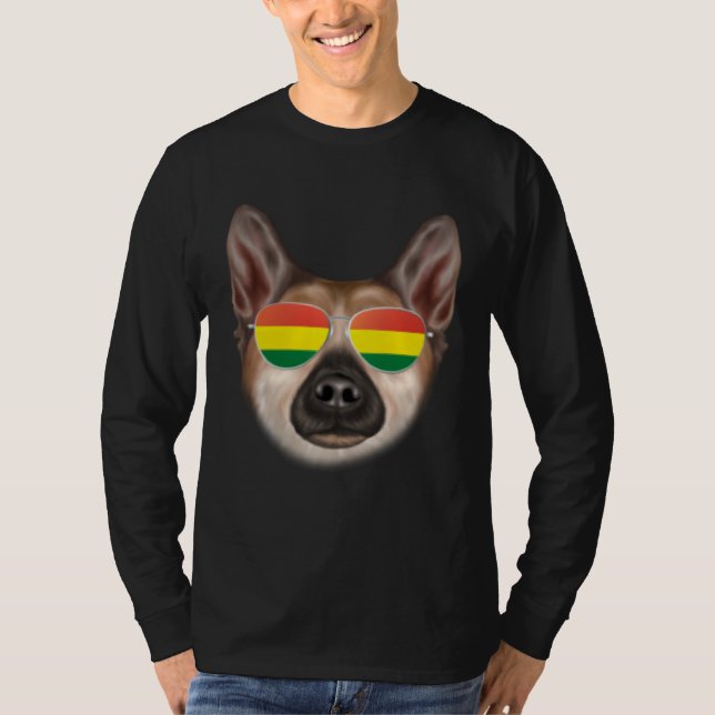 T-shirt Bolivian Flag Norwegian Buhund Dog Bolivia Pocket (Devant)