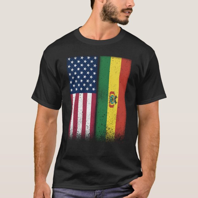 T-shirt Bolivian Flag USA And Bolivia Flags Proud Bolivia (Devant)