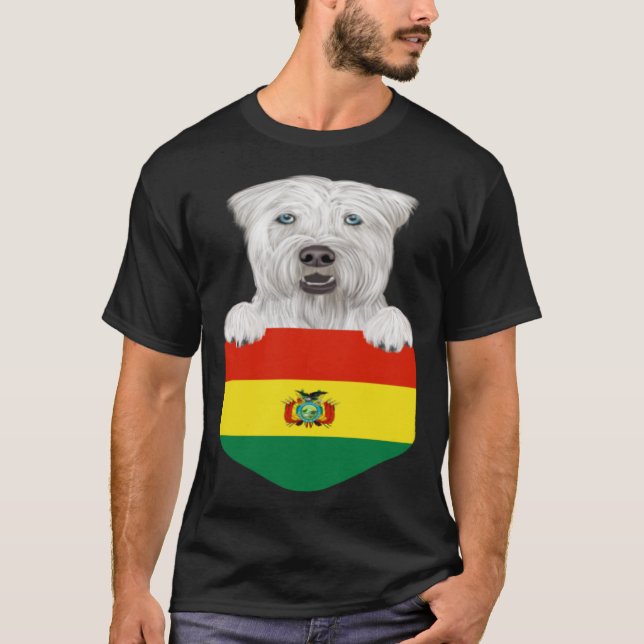 T-shirt Bolivie Drapeau Doux Manteau Roulé Terrier Chien E (Devant)