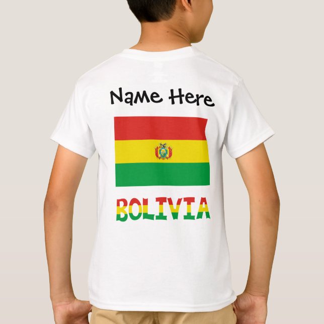 T-shirt Bolivie et drapeau bolivien avec votre nom (Dos)