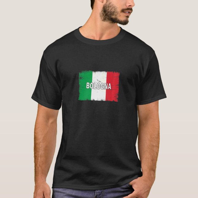 T-shirt Bologne Italie Ville Avec Drapeau Italien (Devant)
