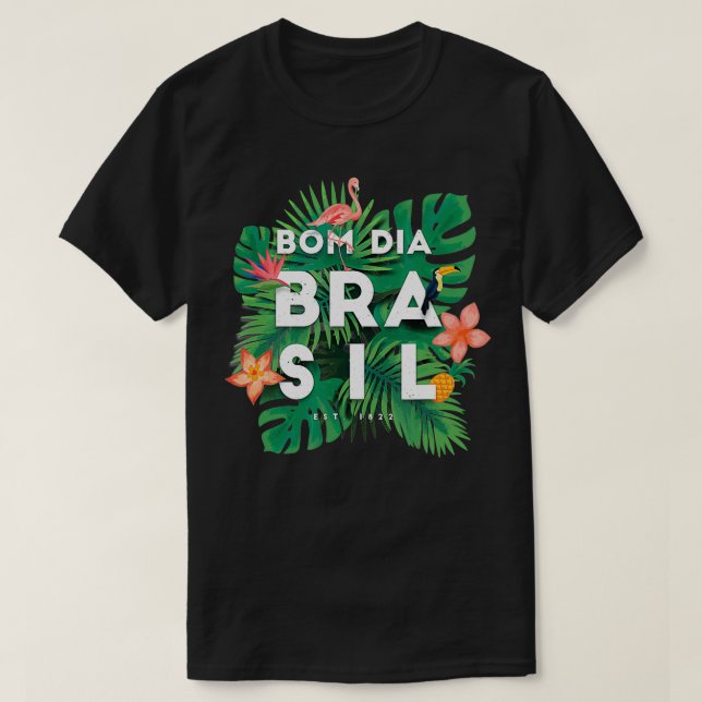 T-shirt Bom Dia Brasil Amérique du Sud Flamant rose Palm & (Design devant)