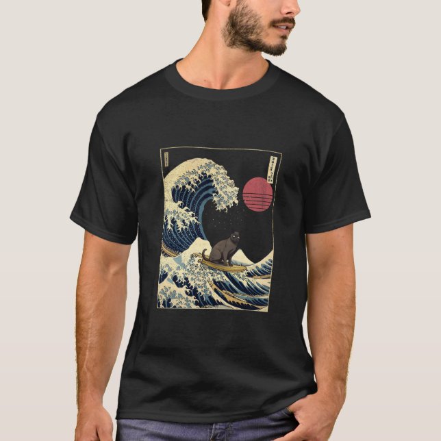 T-shirt Bombay Chat Japonais Kanagawa Vague Surf amusant A (Devant)