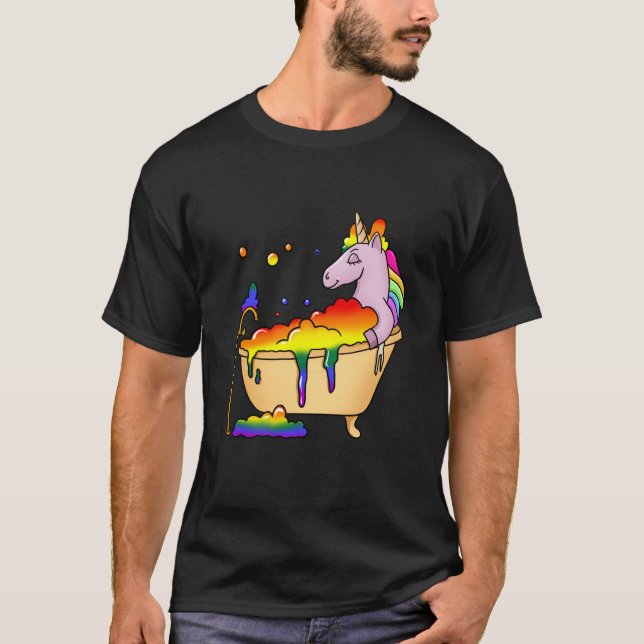 T-shirt Bombe de bain - Unicorne bain dans la baignoire LB (Devant)