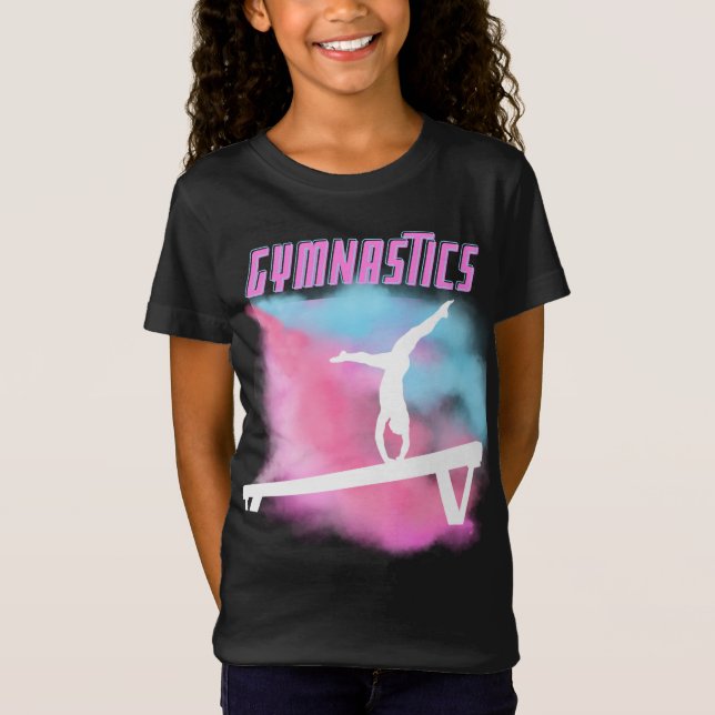 T-Shirt Bombe de gymnastique rose et bleu (Devant)
