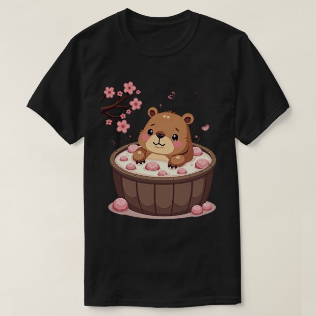 T-shirt Bombes de bain Relaxation Capybara Jacuzzi Fleurs  (Design devant)