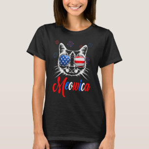 T-shirt Bon 4 juillet Meowica Kitty Cat Lunettes de soleil