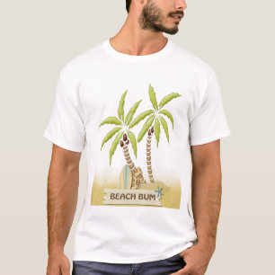 T-shirt Bon à rien, planches de surf, palmiers et sable d