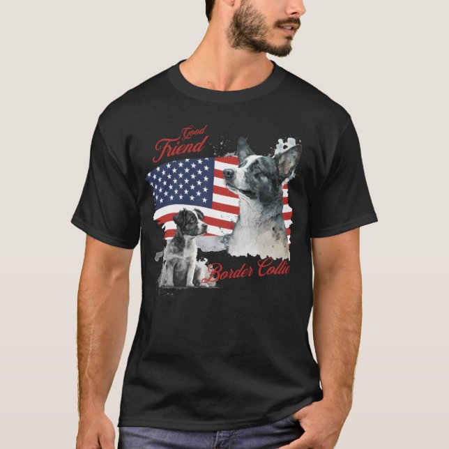 T-shirt Bon ami d'une frontière Collie garçon (Devant)