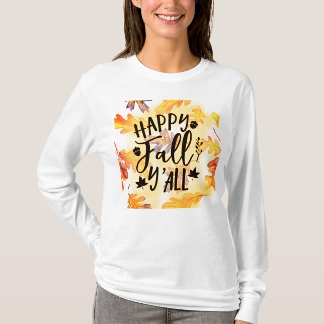 T-shirt Bon automne Y'all Feuilles d'automne (Devant)