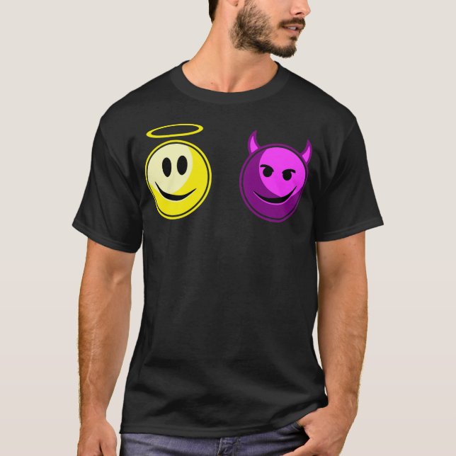 T-shirt bon contre mauvais sourire ange diable passe passe (Devant)