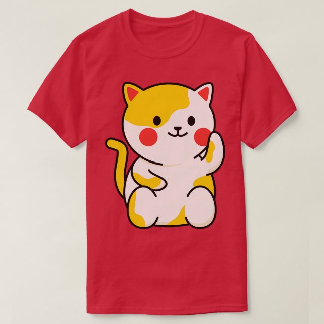 T-shirt Bon dessin de chat de chance (Design devant)