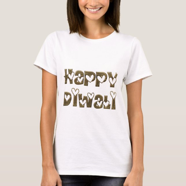T-shirt Bon Diwali Saluant Coeur mignon Typographie (Devant)