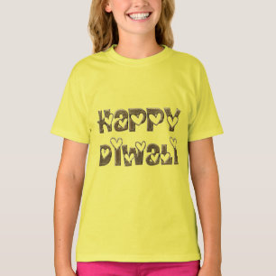 T-shirt Bon Diwali Saluant Coeur mignon Typographie
